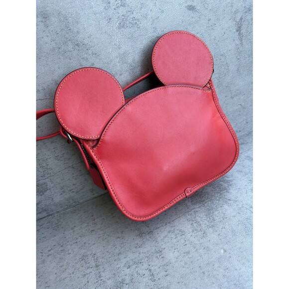 COACH x DISNEY MICKEY MOUSE Ears crossbody Leather Bag Red limited edition - Picture 4 of 9